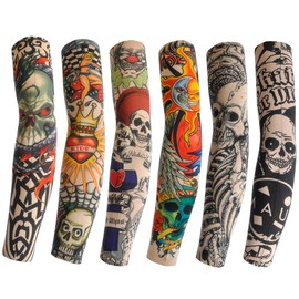 Booge 6 Pcs Temporary Tattoo Arm Sleeves, Unisex Arts Temporary Fake Slip On Arm Sunscreen Sleeves Kit, Pattern E
