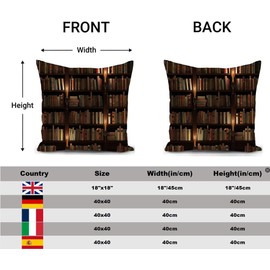 KUNQIAN Bookshelf Cushion Cover Reading Book Pillow Cover Decor for Home Livingroom Couch Bed Sofa Decorate Throw Pillow Case 18"x18"