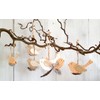 Set of 6 Pendants Birds with Feather Decorative Wooden Bird