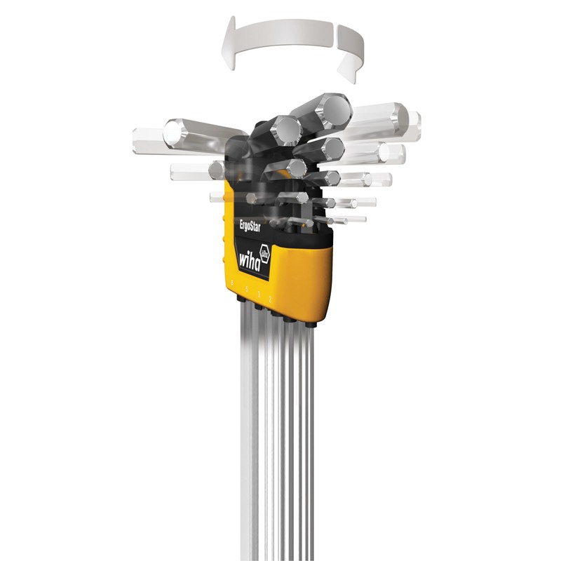 Wiha 66982 ErgoStar Ball End Hex L-Key, Inch and Metric,