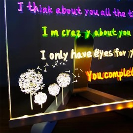 Acry/LIC LED Writing Message Board,LED Message Board with 7 Colors Pen/Stand,LED Note Board with Pen,Acry/LIC Board Writing Board,Art Creative Desktop Illuminated Wordpad,Dry Erase Board Night Light