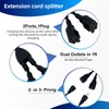 ENATECLITE 3 Prong Power Cord 1 to 2 Outlet Splitter,3-Way