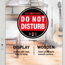 HSNBT Recording Studio Door Sign, Recording in Progress Do Not Disturb Hanging Sign for Music Room