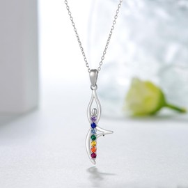 Peireara Chakra Necklace for Women 925 Sterling Silver Healing Crystal Necklace Yoga Spiritual 7 Chakra Jewelry for Women