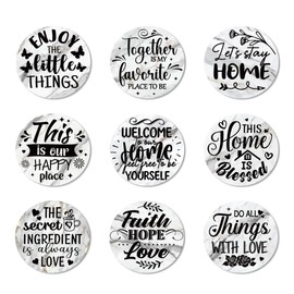 ANATTASOUL Cork Coasters, Pack of 9 Blessings for Home, Cork Coasters, Wood, Reusable Round Coasters, Reusable Absorbent Cup Coaster Mat for Home, Office and Bar