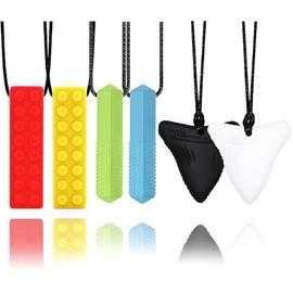 6 Piezas Collar Mordedor Sensorial, Silicona Grado Alimenticio - Para Masticar, TDAH, Autismo, TPS, Estimulación Oral Motora
