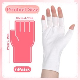 6 pares de guantes de eczema, guantes blancos sin dedos, guantes de algodón para manos secas, para dormir, suaves y cómodos durante la noche, guantes 
