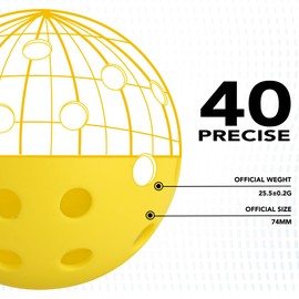 PICKLETECH Pickleball 20 Pack - 40 Holes Yellow Outdoor Pickleball with Mesh Bag, Perfectly Balanced, High Bounce True Flight, Pickle Ball for Tournament Pla