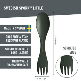 Light My Fire Spork Little 2-in-1 Durable Kids Cutlery Set 3 Year Old 2-Pack Reusable Travel Toddler Cutlery Set, BPA-Free Easy-to-Use Picnic Sporks Plastic Camping Accessories On-The-Go, Green/Cream