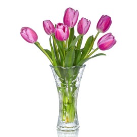 kanpura 9 Inch Glass Vases for Flowers Thickened 2.3 lb Large Flower Vase for Tables Centerpieces Clear Rose Vases for Wedding Reception, Home Decor, Housewarming Gift(Heavy Duty)