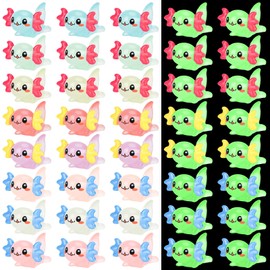 Weirui 40pcs Mini Resin Axolotl Mini Figurines Tiny Luminous Axolotl Toy Miniature Axolotl Tiny Animal Figurine Mini Resin Animals Miniature Figurine for DIY Crafts Garden Landscape Aquarium Ornament