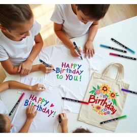 BLISSIQUEE Textile Pens Machine Washable, 24 Colours Textile Paint Permanent Fabric Pens for Fabric Bags for Painting, T-Shirts, Fabric Bags, Shoes, Crafts, Gift