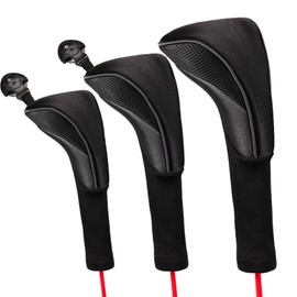 Lunarthos Golf Club Head Covers 3-Piece Set for Driver, Fairway & Hybrid Woods, Golf Accessories with Interchangeable Number Tags 3,4,5,7,X