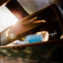 Set 2Pcs His Grace is Enough Rearview Mirror Decal Funny Jesus Christian Scripture Humor Sticker Water Bottle Laptop Window Vinyl Waterproof 4x0,8 Inches Car Decals for Friend Coworker Dad Mom