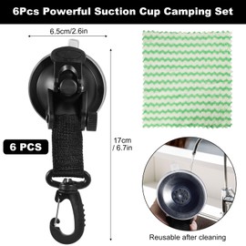 Bohoray Pack of 6 Suction Cup Camping Extra Strong Hooks, Anchor Suction Cup 6.2 cm, Suction Cup Set up to 12 kg, Suction Cup Multifunctional Suction Cup Strong for Camping Car Awning Outdoor