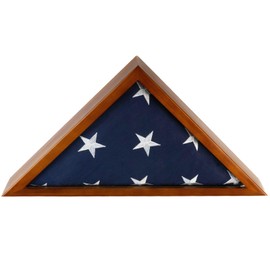 SYII Flag Case for American Veteran Flag, with Cotton American Flag 5x9.5, Wall Mounted Burial Flag Frame, Flag Shadow Box to Display Folded Flag, Display Case for Burial Flag to Display Folded Flag