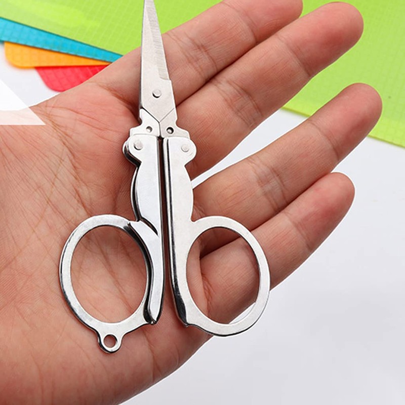 QWQJ Stainless Steel Folding Scissors - Compact, Portable & Functional