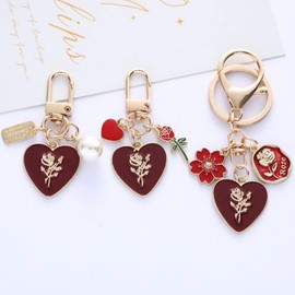 BYINGWD Rose Love Key Chain Cute Keychain Keychains For Women Fashion Anime Key Chains Key Chain Initial (Love roses)
