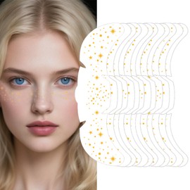 Glitter Freckles Face Tattoo Stickers – 12PCS Gold Sparkle Freckles Temporary Makeup Patches – Waterproof Glitter Face Tattoos for Festival and Party – Sparkle Tattoo Stickers for Women and Girls