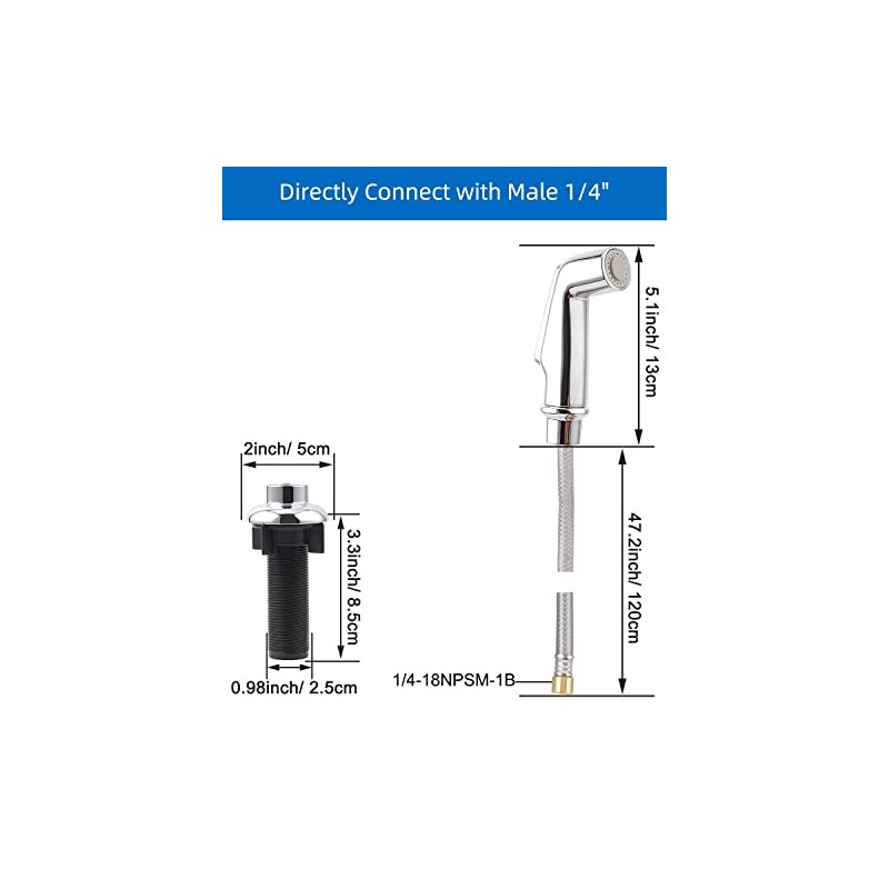Universal Kitchen Sink Side Sprayer with Quick Side Connector Compatible