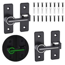 2 Pack Barn Door Lock Hardware, 180 Degree Heavy Duty Thickened Flip Door Latches, Sliding Barn Door Flip Locks Double Door Gate Latch for Garden, Yard, Bathroom, Garage, Outdoor (Luminous-Black)