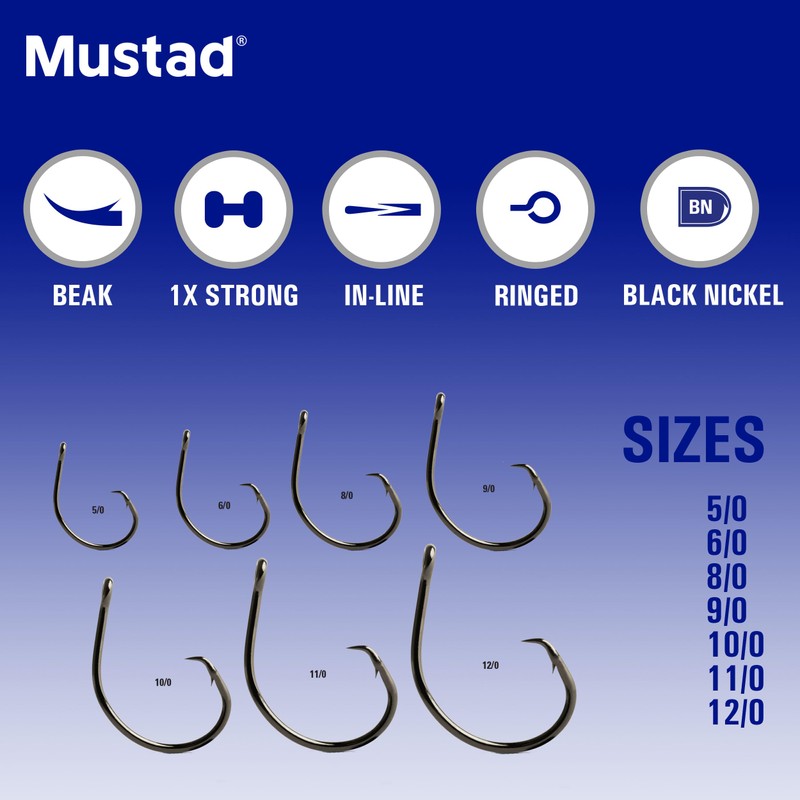 Mustad Demon Offset Circle, 1X Strong - Black Nickel-Size 3/0