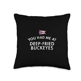 Deep Fried Ohio Peanut Butter Chocolate Candy Balls On Stick Throw Pillow