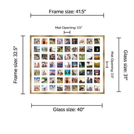 CountryArtHouse Bronze Collage Frame With Mat - 31x40 Solid Wood Frame For (63) 4" x 4" Photos - Gold Matted Instagram 4x4 Collage Photo Frame with Mat with Multi Opening Picture Matte