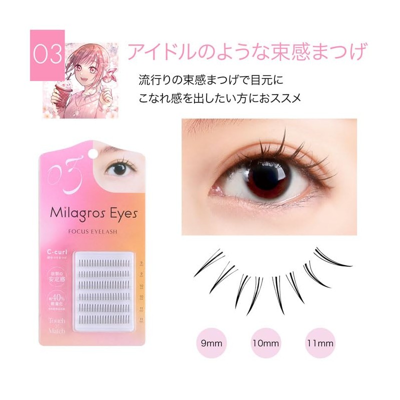 MilagrosEyes Miragross Eyes False Eyelashes, For Parts, Lightweight, Lightweight (No7)