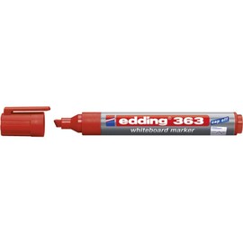 edding 363 whiteboard marker - red - 1 whiteboard pen - chisel tip 1-5 mm - whiteboard pen dry wipe - for whiteboards, flipcharts, pinboards, magnetic and memo boards - sketchnotes - refillable
