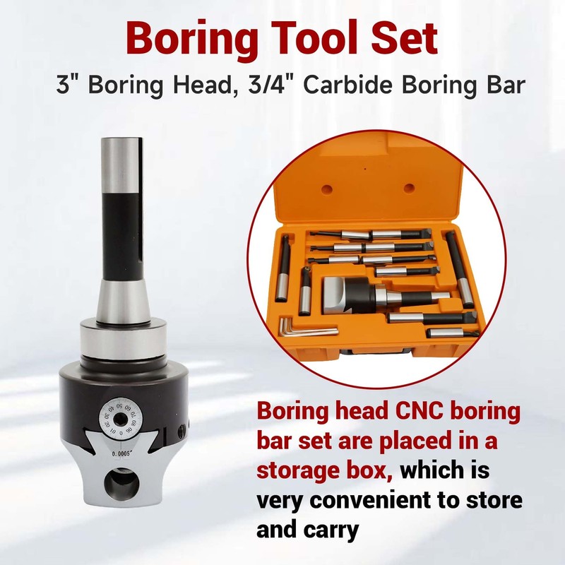 findmall 12Pcs 3 Inch Boring Head R8 Shank 3/4 Inch