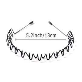 Headband - Hair Bands for Men Non-Slip Durable Wavy Metal Hair Hoop Multi-Style Black Spring Headbands, Unisex Outdoor Sports Hair Band Accessories for Women Men (1 pack)