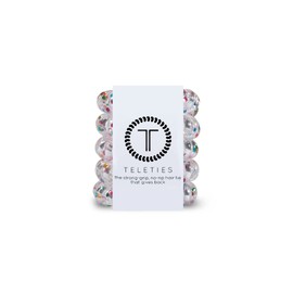 TELETIES - Tiny Spiral Hair Coils - Ponytail Holder Hair Ties for Women - Phone Cord Hair Ties - Strong Grip, No Rip, Water Resistant, No Crease Hair Tie Coils - Tiny 5 Pack - Party People