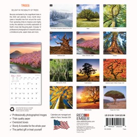RED EMBER Trees 2025 Hangable Monthly Wall Calendar | 12" x 24" Open | Thick & Sturdy Paper | Giftable
