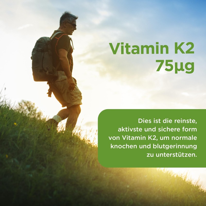 Healthspan Vitamin K2 75 mcg, Bone and Blood Health, Purest