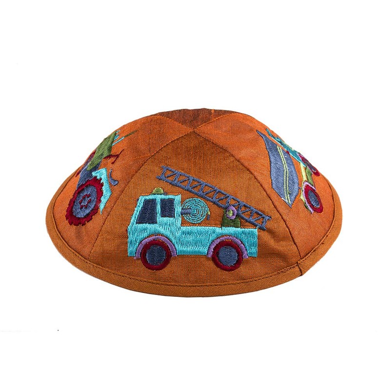 EMANUEL Yair Kippah para niños y niños, camiones bordados Yarmulke,