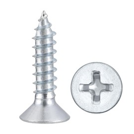 METALLIXITY Countersunk Phillips Wood Screws (#6x5/8) 100Pcs, Carbon Steel Coarse Thread Phillips Drive Flat Head Wood Screws - for Furniture Installation Repair, Bluish-White