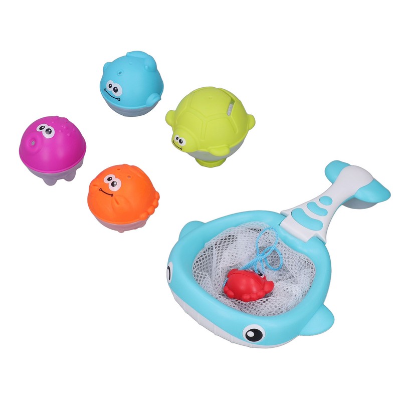 Floating Squirts Animal Toys Set Fishing Net Bath Toy Sets