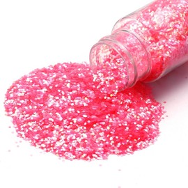 Rockreyoa Glitter Powder Holographic Glitter Powder Colourful Glitter Holographic Glitter Powder Iridescent Sequins for Nail Art Face Body Crafts Wall Design Pink 1/24