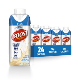 BOOST BOOST Plus Nutritional Drink, Very Vanilla, 8 fl oz (Pack of 24)