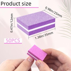 50Pcs Sponge Nail Buffers,100/180 Grit Mini Nail Files,Mini Buffer Block Nail File for Acrylic & Natural Nails,Double-Sided Buffing Blocks for Manicure & Pedicure, Salon & Home Use (Multi-Colored)
