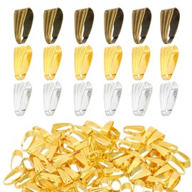 PATIKIL 8.5x3.5mm Snap Bail Hook Pinch Set, 300Pcs Alloy Pendant Charm Clasp Connectors Bail for Necklace Jewelry Making Bracelet Dangle DIY Crafts, Gold Tone, Silver Tone, Bronze