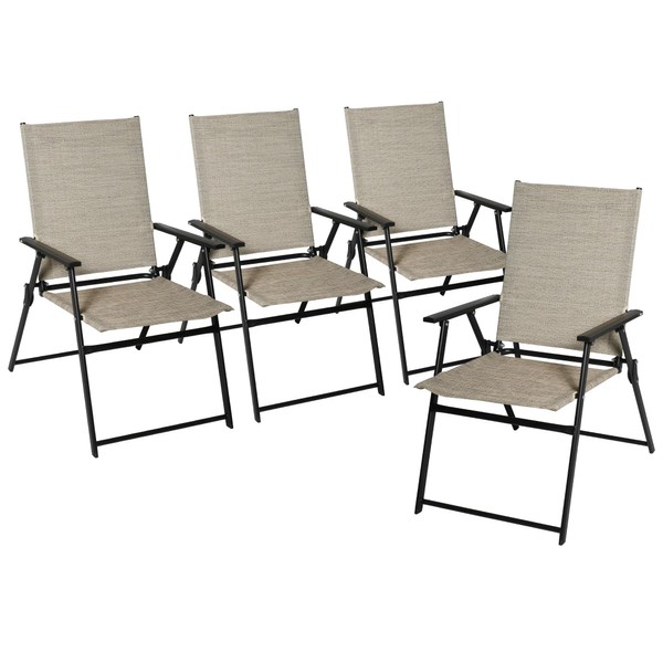 Nixtopia Lightweight Folding Patio Dining Sling Chairs Set of 4