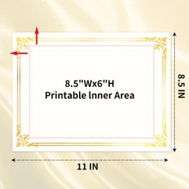 50 Sheets Certificate Paper for Printing,Gold Foil Metallic Border,8.5x11 inch Blank Award Certificate Paper,Laser & Inkjet Printer Compatible,For Office,Business Awards,School Diplomas（New Packaging）
