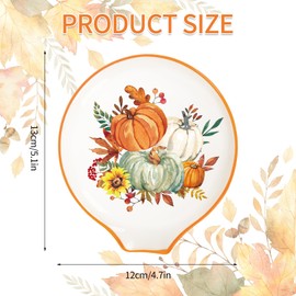 JarThenaAMCS 4.7inch 2Pcs Fall Spoon Rest Orange Green White Pumpkin Sunflower Leaves Small Coffee Spoon Holder for Autumn Thanksgiving Bar Coffee Station Accessories