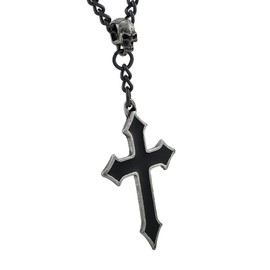 Alchemy Gothic Black Enamel Osbourne`s Cross Necklace