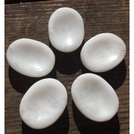 NATURAL WHITE AGATE GEMSTONE WORRY STONE (ONE)
