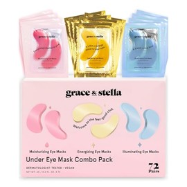 grace & stella Máscara Para Debajo De Los Ojos - Reduce Ojeras, Ojos Hinchados, Bolsas Debajo De Los Ojos, Arrugas - Parches De Gel Para Debajo De Los Ojos, Autocuidado Vegano Libre De Cruel