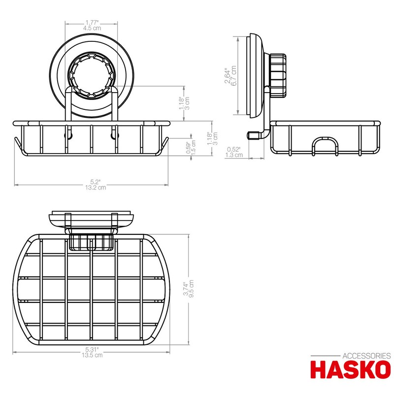 HASKO accessories Suction Soap Dish with Hooks | Powerful Vacuum