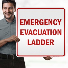 Emergency Evacuation Ladder Sign, 24x24 Inches, Rust Free .063 Aluminum, Fade Resistant, Made in USA by My Sign Center